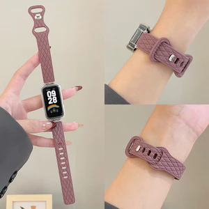 Dây đeo silicon họa tiết bện cho Xiaomi Mi Band 9 Active Silicone mềm Vòng đeo tay thể thao có vỏ đeo tay cho Redmi Band 3