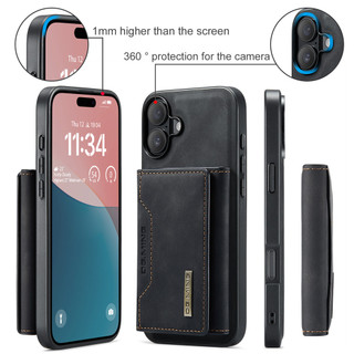 Ốp Ví 2 Trong 1 Có Thể Tháo Rời Cho IPhone 16 15 14 13 12 11 Pro Max Mini Ốp Lưng Có Thẻ 3Holder Dây Da Từ Tính Túi Đen
