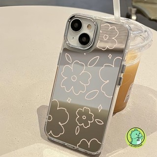 Ốp Điện Thoại Gương Hoa Line Cho Samsung Galaxy A16 A06 M55 F55 C55 M35 M52 M34 M14 F14 A55 A35 A25 A15 M15 F15 A05s M14 A54 Vỏ Trang Điểm Mềm Mại Đơn Giản Dễ Thương