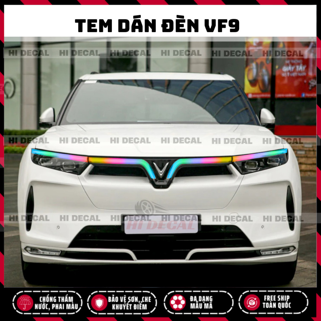 Tem dán đổi màu đèn Vinfar VF9, decal dán bảo vệ đổi đèn xe VF9, tem trang trí đèn chống nước bền màu
