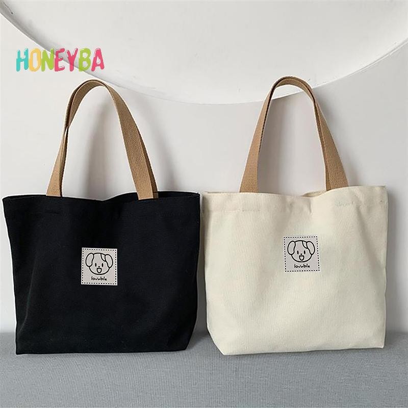 < Honeyba > Túi xách nữ vải Canvas thời trang mới Túi đựng thức ăn dã ngoại du lịch dễ thương Túi đựng đồ ăn trưa