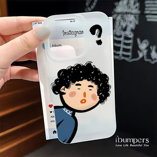 ibumpers Ốp Điện Thoại iPhone Dễ Thương Hoạt Hình Lông Xoăn Họa Tiết Cặp Đôi Ốp Lưng Trong Suốt Nhám Mờ Chống Bẩn Chống Sốc Cho IPhone 16 15 14 12 13 11 Pro Max IP 7 8 Plus X XS XR