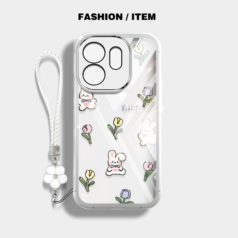 Ốp Điện Thoại YBD Cho Tecno Spark GO 2 POP 10 infinix Smart 10 Plus POP 10 Smart 9 HD X6532 Hot 50i X6531 X6531B X6532C Full Màn Hình Thỏ Nhỏ Hoa Macaron Trong Suốt