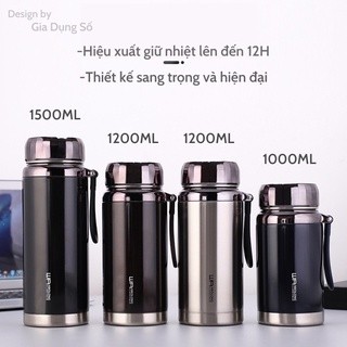 Bình giữ nhiệt nóng lạnh L31 1000ml 1200ml 1500ml inox 304, Bình nước giữ nhiệt bằng thép không gỉ cao cấp