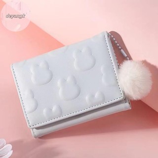 Deyangk Hoạt Hình Ví Nhỏ Dễ Thương Hàn Quốc Ví Ngắn Nữ Màu Trơn Họa Tiết Dễ Thương Đơn Giản Nhiều Thẻ Túi Zero Ví VN