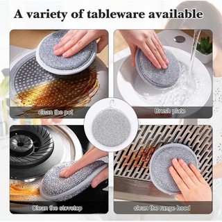 3 / 6 / 9 Miếng Bọt Biển Rửa Chén Dây Bạc Hai Mặt - Miếng Lau Nhà Bếp Có Thể Tái Sử Dụng