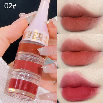Son Bùn Môi 3 Tầng Xixi 3 in 1 [Có Cọ Tán Son] Chất Son Bùn Nhung Mềm Mịn Môi, Dễ Tán, Bền Màu, Lâu Trôi,