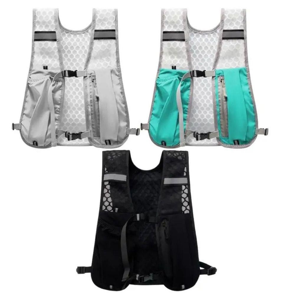 Áo vest lưu trữ bình nước chạy bộ NICOLOO, Áo vest chạy bộ Nylon chống nước phản quang, có giá đỡ điện thoại Gói ngực nhẹ ngoài trời