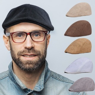 Vintage Nam Nữ Xuân Hè Vải Lanh Beret - Mũ Họa Sĩ Đạt Đỉnh Ngoài Trời Có Thể Điều Chỉnh Thoáng Khí