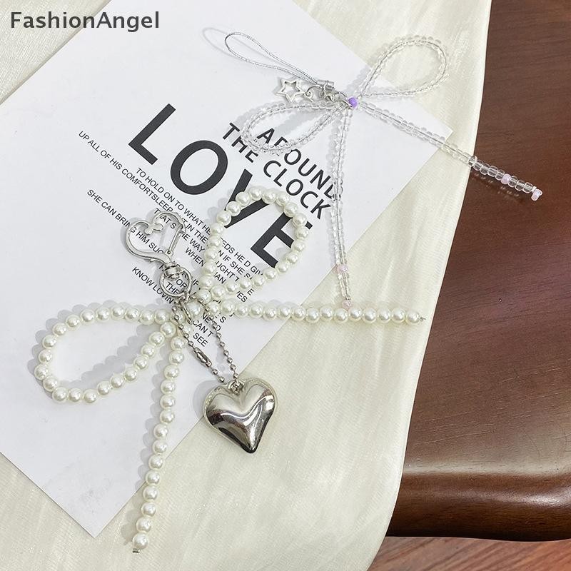 Fashionangel Dễ Thương Nơ Ngọc Trai Mặt Dây Chuyền Móc Khóa Thời Trang Hình Trái Tim Mặt Dây Chuyền Điện Thoại Di Động Camera Mặt Dây Chuyền Phụ Kiện Túi Trang Trí Quà Tặng VN