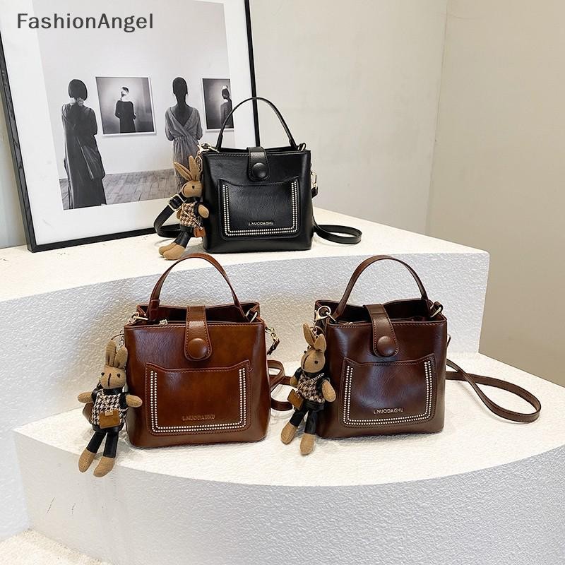FashionAngel Vintage Đơn Giản Da Xô Đeo Ngang Túi Nữ Thiết Kế Sang Trọng Túi Xách Nữ Đen Đeo Vai VN
