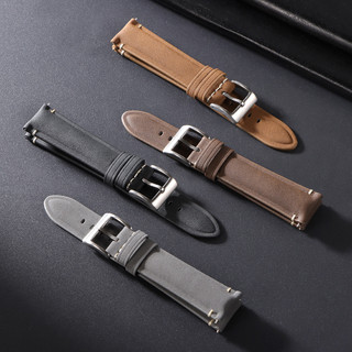 Dây đeo đồng hồ da thật mờ 20mm 22mm Dây đeo đồng hồ da bò thạch anh Đồng hồ cơ Vòng đeo tay nam nữ Đen Xám Nâu