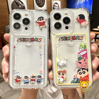 Ốp Điện Thoại Ví Crayon Shin-chan Cho OPPO A3 A3X A60 A40 A79 A78 A58 A38 A18 A17 A17K A16 A16K A16E 5G 4G Vỏ Hoạt Hình Dễ Thương Cặp Đôi Thẻ Trong Suốt