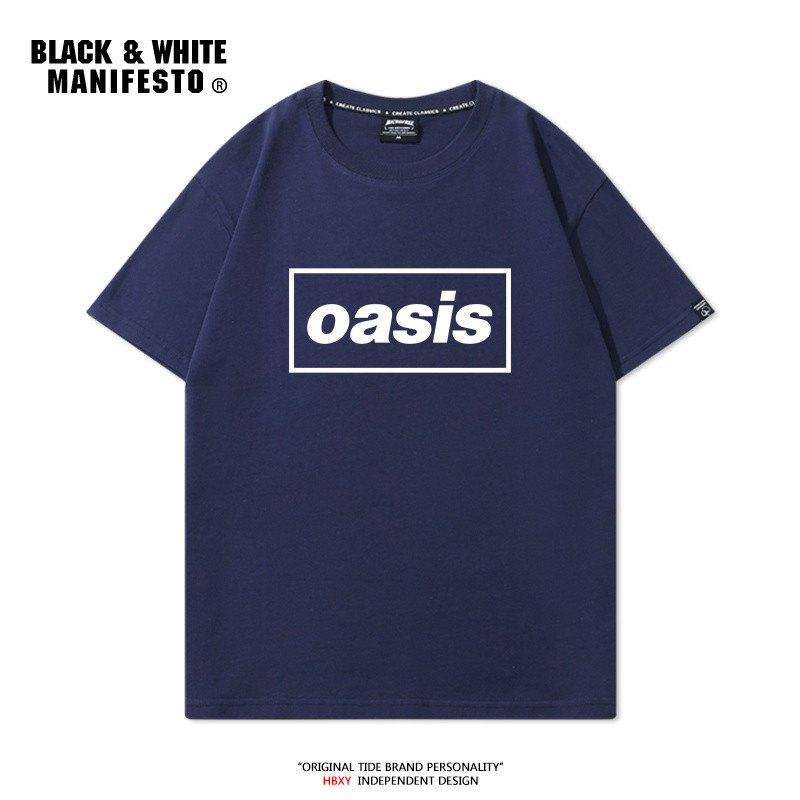 Oasis Oasis Ban Nhạc In Hình Áo Thun Nữ Tay Ngắn Nam Nữ Cotton Nguyên Chất Retro Rock Rời Đáy Thường Ngày Xu Hướng Mùa Hè