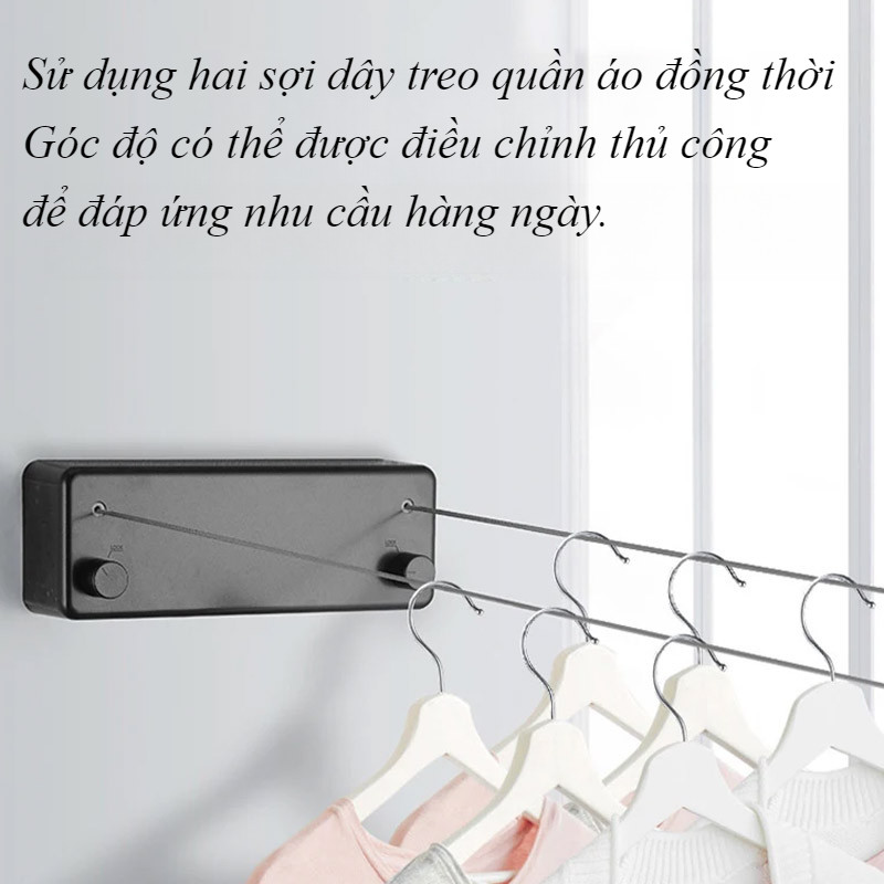 Dây phơi quần áo dây rút vô hình 4.2m,chất liệu nhôm hàng không cao cấp dàn dặn, chống gỉ sét