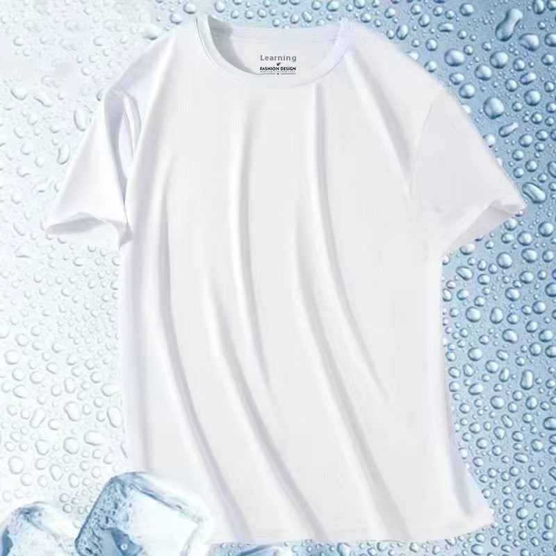 Áo thun nam tay ngắn Ice Silk cổ tròn thoáng khí thông thường