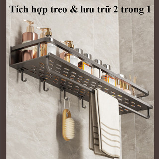 Kệ Nhà Tắm Dán Tường Chống Gỉ, Chất Liệu Nhôm Cao Cấp, Keo Dán Siêu Chắc, Để Đồ Gọn Gàng