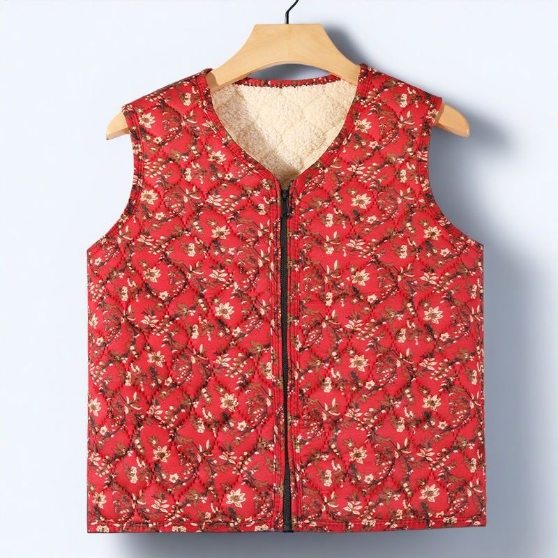 Áo Vest Thời Trang Thu Đông Hoa Văn Đơn Giản Cho Mẹ