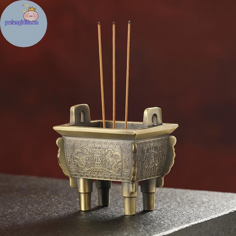 Pufangbliss Trung Quốc Retro Đồng Chân Máy Lư Hương Laser Khắc Rồng Chinoiserie Thủ Công Trang Trí Phù Thủy Hy Sinh Đạo Cụ Trang Trí Bàn Làm Việc VN