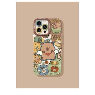 Ốp điện thoại sơn thời trang Capybara Retro cho iPhone16 / 15 / 14 / 13 / MINI / 12 / 11 / Pro MAX / X / XS / XR / 7 / 8 / 6 Vỏ bảo vệ toàn diện bằng silicon lỏng chống sốc và chống rơi