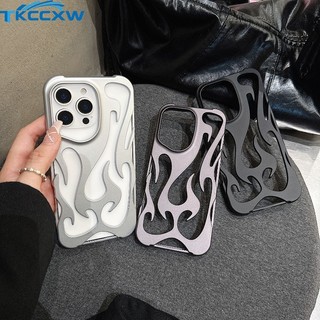 Ốp Điện Thoại Họa Tiết Ngọn Lửa 3D Mới Cho iPhone 16 15 13 12 11 14 ProMax 14 15 16 Plus Thời Trang Rỗng Mỏng Chống Sốc Bảo Vệ Mềm