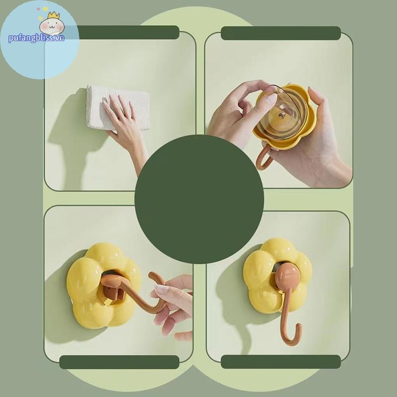 Pufangbliss Sáng Tạo Đấm Hoa Hút Móc Đa Năng Phòng Tắm Nhà Bếp Có Thể Tái Sử Dụng Traceless Móc Giá Để Đồ Mạnh Mẽ VN