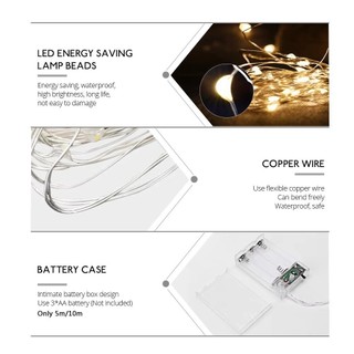 2m 5M 10M Đèn LED Dây 10M 5M Ngày Valentine Dây Bạc Cổ Tích Đèn Nhà Giáng Sinh Trang Trí Tiệc Cưới Bằng 3 * AA Hoạt Động Bằng Pin