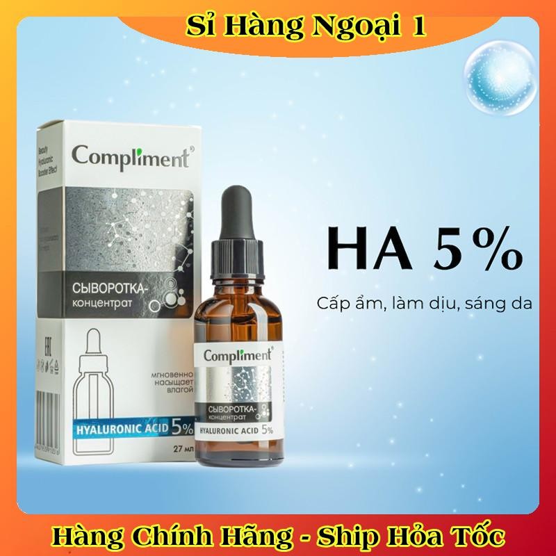 Serum 5% Hyaluronic Acid (HA) 27ml Compliment giúp cấp nước, giữ ẩm, phục hồi và nuôi dưỡng làn da mịn màng của Nga