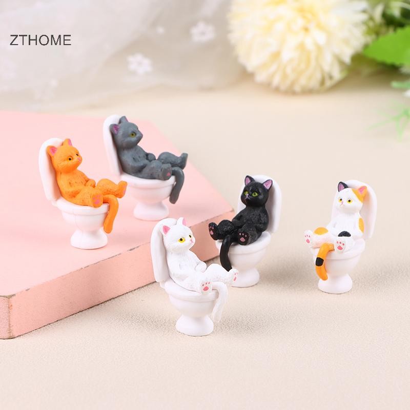 Zthome 1Pc Nhà Vệ Sinh Series Hình Mèo Thu Nhỏ Dễ Thương Dài Lasg Tượng Mèo Đẹp Cho Văn Phòng Mini Nhà Búp Bê Trang Trí HOT
