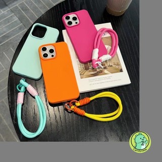 Vỏ Dây Da Hạt Cho iPhone 12 Pro Max 12 Mini 11 Pro Max XR XS Max X 8 7 6 6s Plus SE 2022 2020 Ốp lưng Mềm Chống Sốc Màu Kẹo Dễ Thương Có Dây Đeo Tay