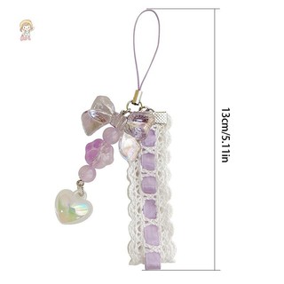 TWE Móng Vuốt Nơ Dễ Thương Mặt Dây Chuyền Móc Khóa Điện Thoại Ren Ruy Băng Đính Hạt Trang Trí Phụ Kiện Quà Tặng Túi Mặt Dây Chuyền VN
