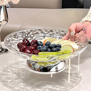 Đĩa đựng trái cây trong suốt kèm nắp đậy, Khay đựng hoa quả sang trọng có khe thoát nước tiện lợi