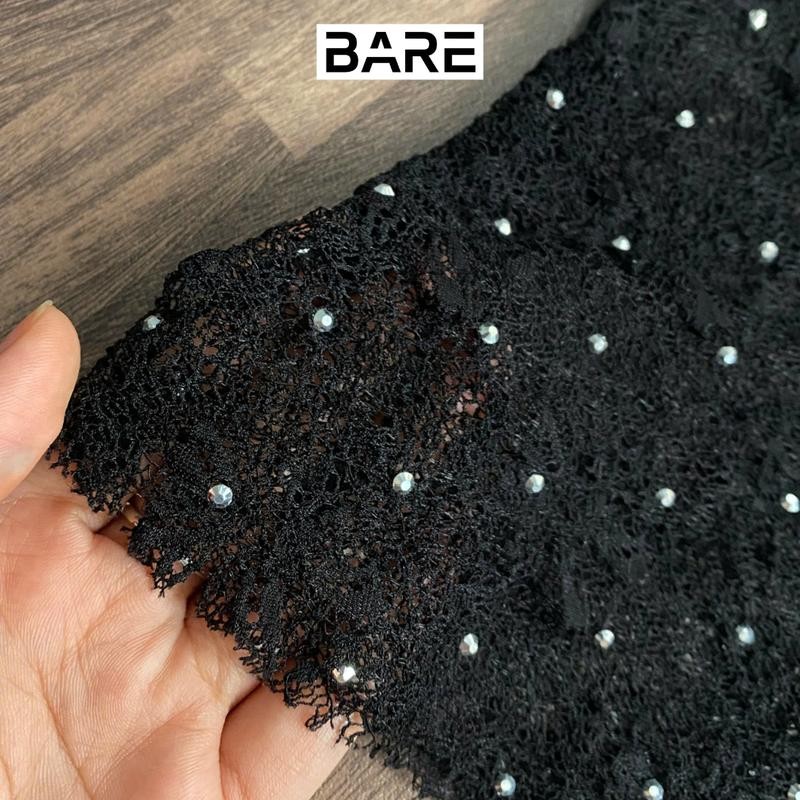 BARE_Áo Ren Lưới Đính Đá Ôm Body Dài Tay Kèm Áo 2 Dây Bên Trong Phong Cách Quyến Rũ- A406 Nữ Women