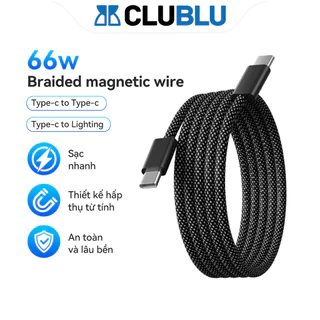 -CLUBLU- Dây Cáp Sạc Nhanh 2 Đầu Type-C LGT Nam Châm Lò So Chống Rối Dành Cho iP14/15 Máy Tính Bảng