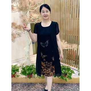Đầm trung niên cho mẹ , Váy trung niên cho mẹ , ĐXT- ĐEN - ĐỎ , đi chơi dự tiệc sang trọng cao cấp chất liệu thun