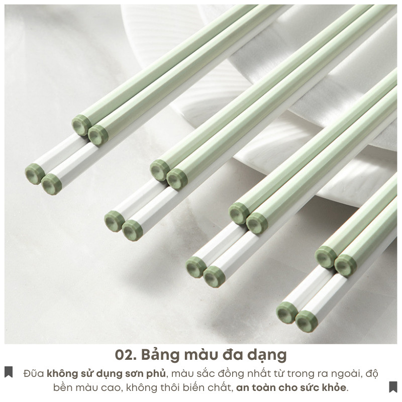 Bộ 5 Đôi Đũa Ăn Cơm Sợi Thủy Tinh Kháng Khuẩn Không Mốc Chống Trơn Chịu Nhiệt - Đũa Alloy Hợp Kim Cao Cấp| 189