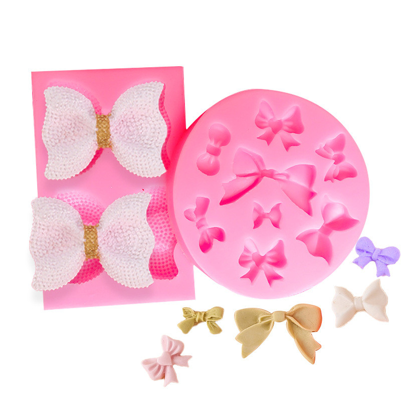 Nơ Hình Bánh Fondant Trang Trí Khuôn Silicon Dụng Cụ Nướng Bánh Sô Cô La Khuôn Silicon