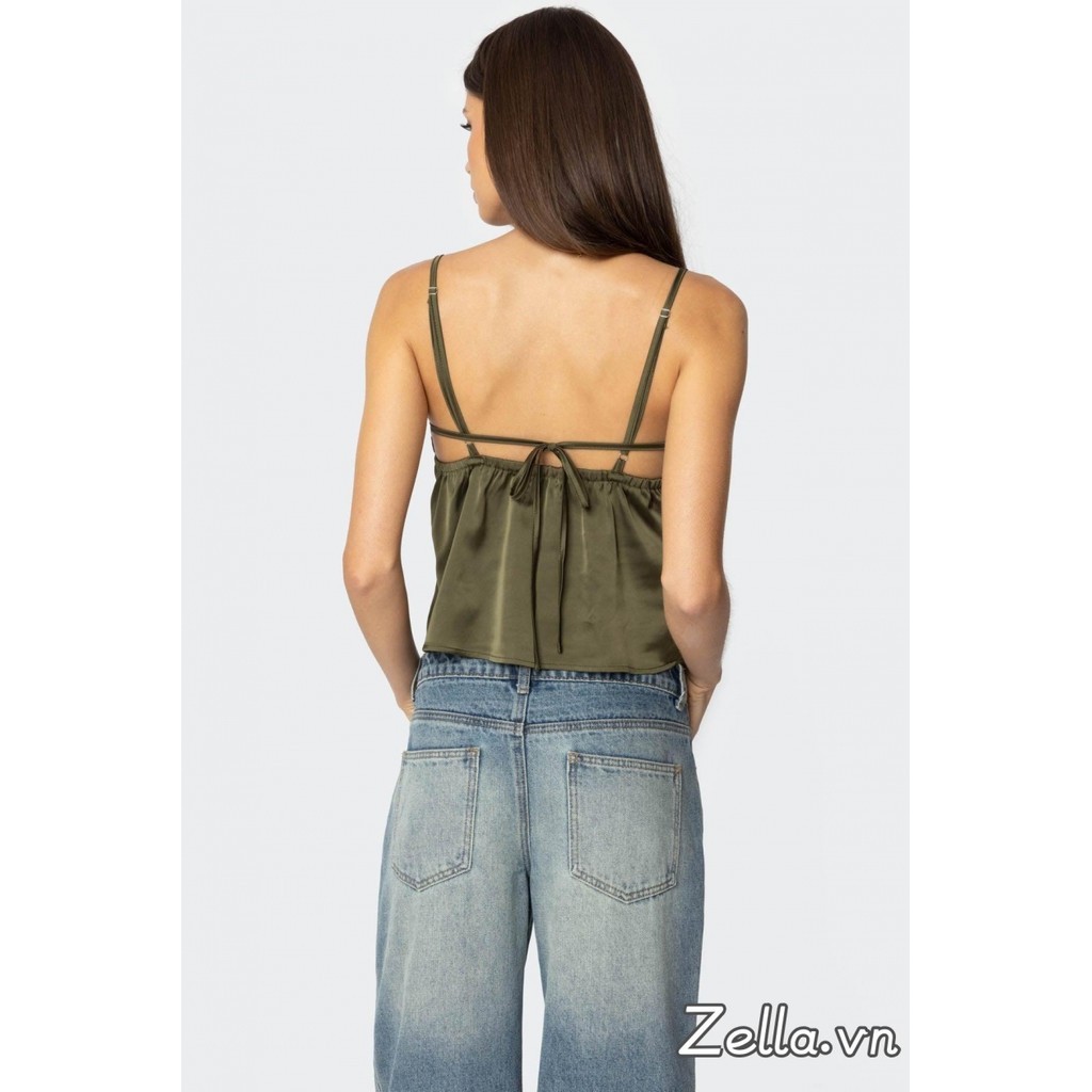 Phụ Nữ Ren Viền Camisole Slim V Cổ Thắt Lưng Spaghetti Dây Đeo Tank Tops