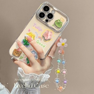 Ốp Điện Thoại Búp Bê DIY Hoa Dễ Thương + Dây Buộc Cho iPhone 11 16 15 14 13 12 Pro Xs Max XR X 6 6s 7 8 Plus Hàn Quốc Ốp lưng Chống Sốc Ốp Lưng Bảo Vệ