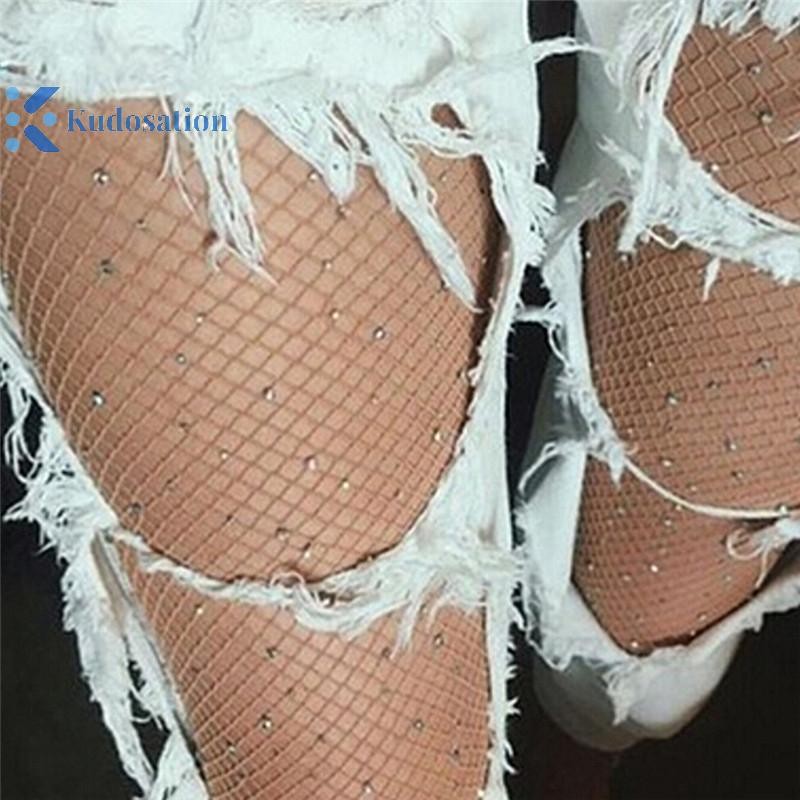 Kudosation Phụ Nữ Mới Pha Lê Kim Cương Giả Fishnet Lưới Tất Tất Vớ Quần