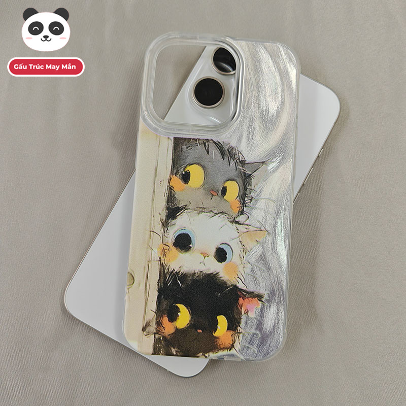 Ốp Lưng iPhone 3 Chú Mèo Con Công Nghệ IMD | Tương Thích iPhone 16/15/14/13/12/11 Pro Max/XR/XS Max