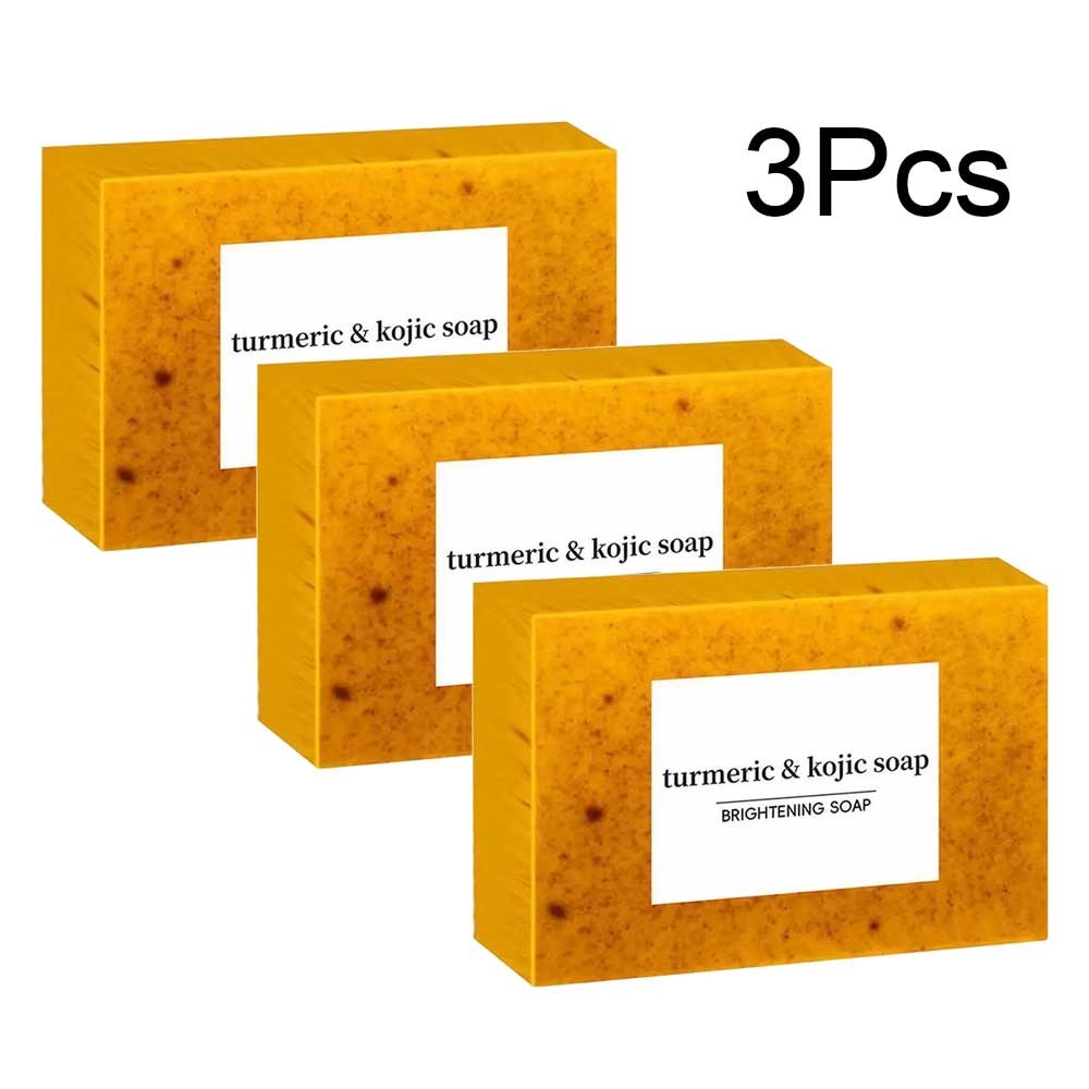 1/3pcs 80g Turmeric Hand Made Soap, Lemon Kojic Acid Soap, Shower and Facial Soap Body Care