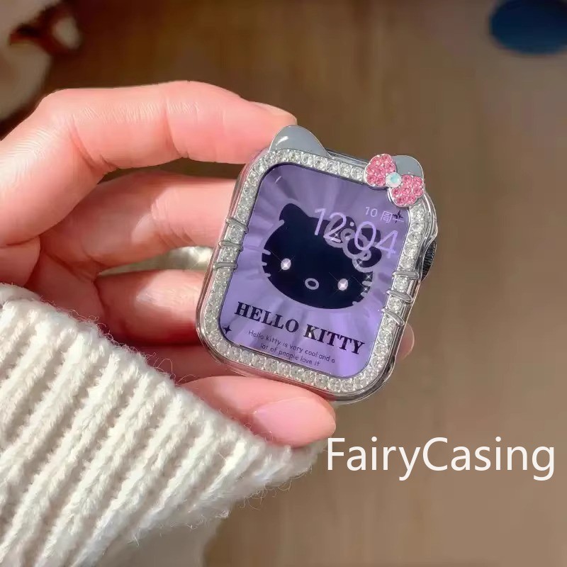 Vỏ PC cứng Diamand Kitten cho Apple Watch S11 S11 Ốp lưng Series 10 42 46mm 41 45mm 49mm 9 7 8 6 5 SE 40mm 44mm Vỏ bảo vệ