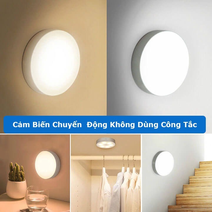 Đèn Led cảm ứng chuyển động thông minh tự Bật Tắt dán tường, đèn cảm biến gắn cầu thang, giường tủ sạc pin tích điệ