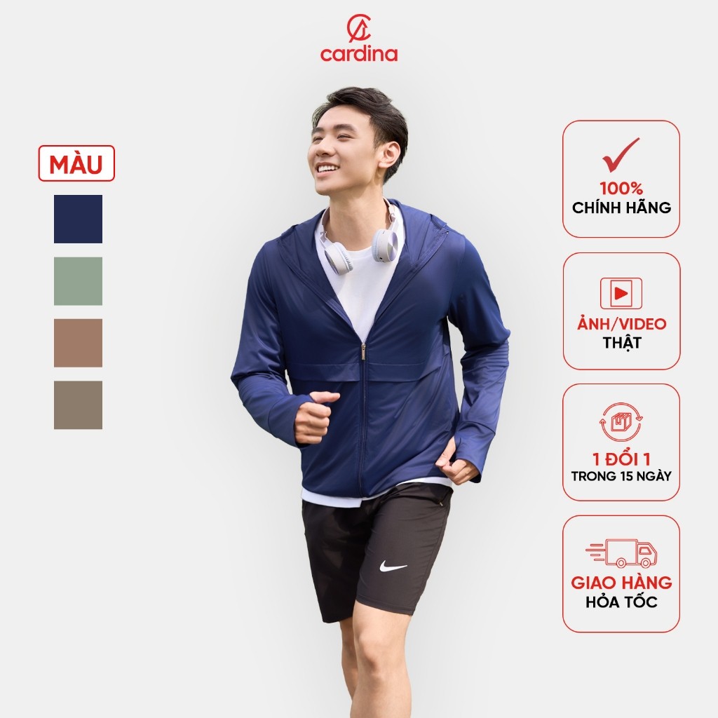 Áo chống nắng nam Cardina 2 lớp chất liệu ice text ngăn UV thoáng mát không nhăn 4NHM02