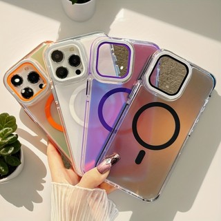 Với màng ống kính giá đỡ kim loại chống trượt và chống va chạm ẩn màu sắc thay đổi cho IPhone 16 15 14 13 12 11 Pro Max Plus với kết hợp mềm và cứng từ tính mạnh mẽ