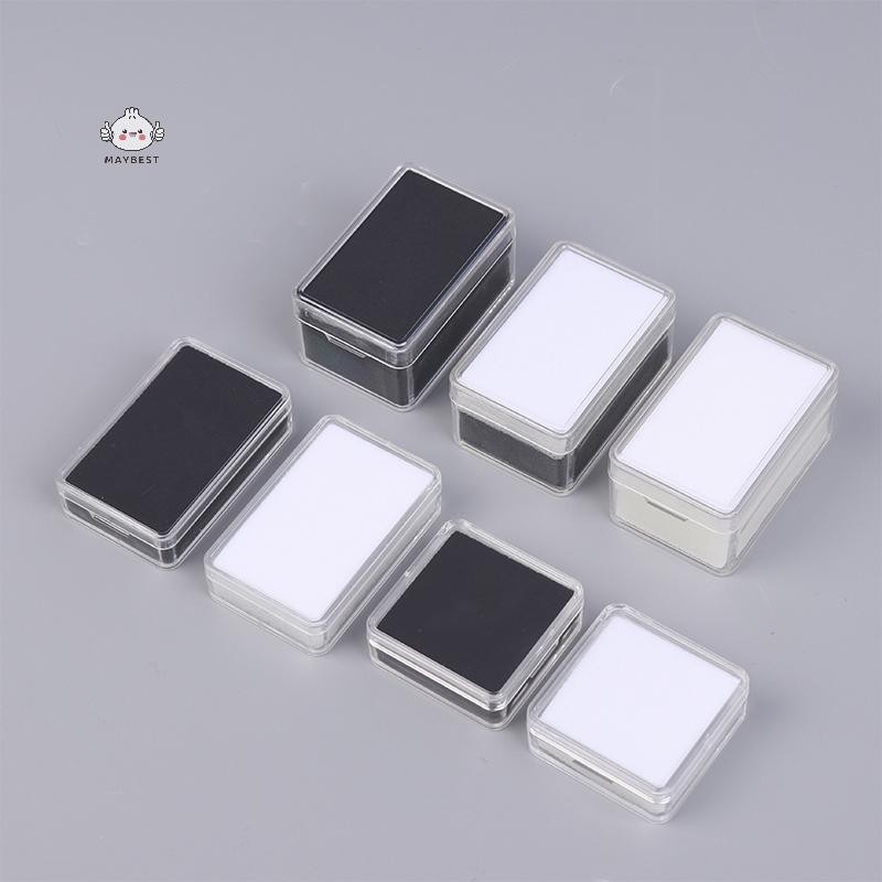 Maybest 1 Hộp Bảo Quản Trần Hộp Đựng Nhựa Hiển Thị Đá Quý Màu Có Đệm Bên Trong Đôi Hộp Đá Trần {VN}