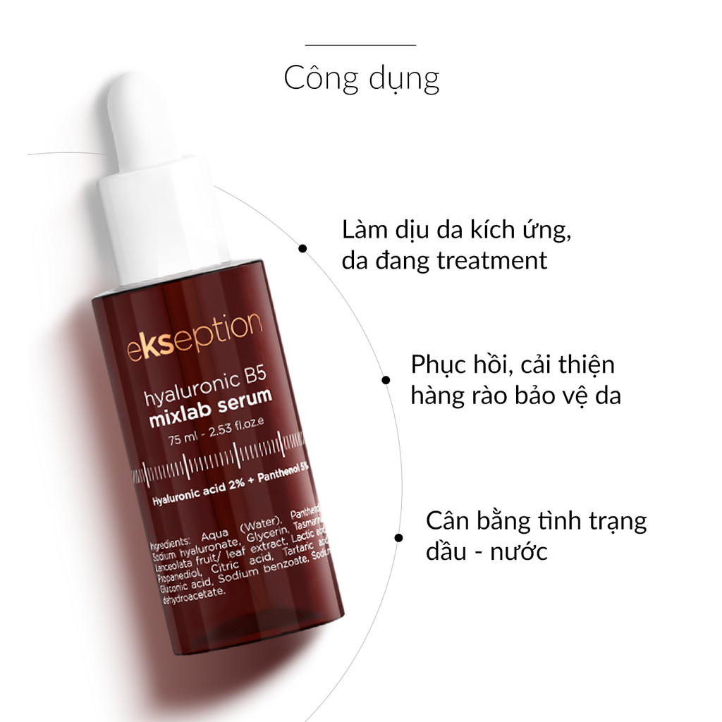 Mô tả Serum Ekseption Hyaluronic B5, HA + 5% B5 dưỡng ẩm phục hồi da 75ml không gây bết dính - 8