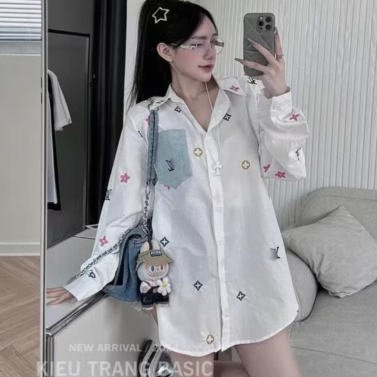 Áo Sơ Mi Luon Vui Tuoi In Kín Nhiều Màu KCloset SoMi Nữ Vải Cotton Mềm Mịn Chùm Mông NA465