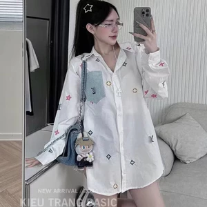 Áo Sơ Mi Luon Vui Tuoi In Kín Nhiều Màu KCloset SoMi Nữ Vải Cotton Mềm Mịn Chùm Mông NA465
